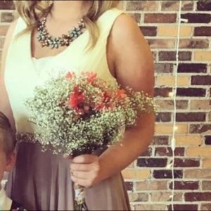 Cream and taupe gown